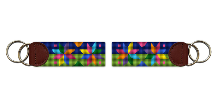 Quilt Stars Needlepoint Key Fob