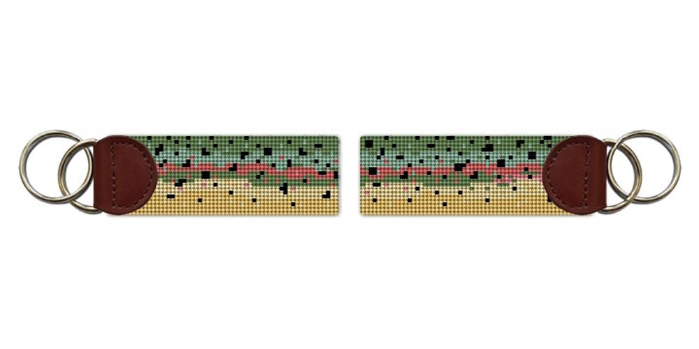 Rainbow Trout Skin Needlepoint Key Fob