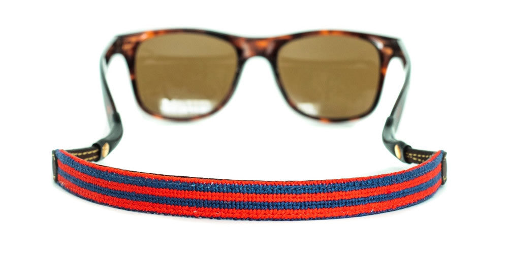 Red and Navy Stripes Needlepoint Sunglass Strap
