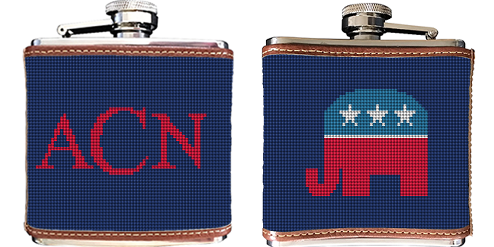 Republican Needlepoint Flask