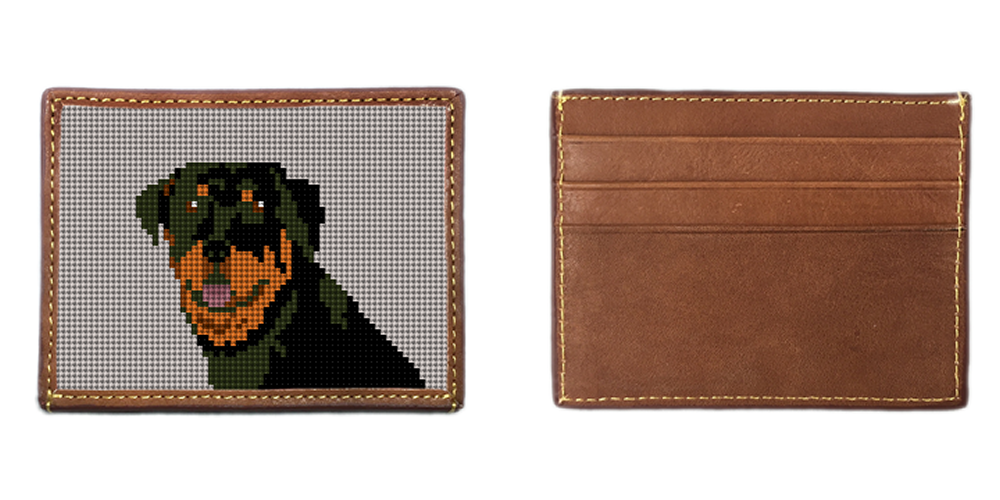 Rottweiler Portrait Needlepoint Card Wallet