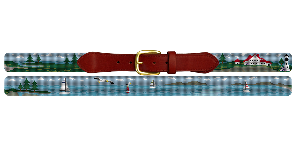 Sailing Landscape Needlepoint Belt