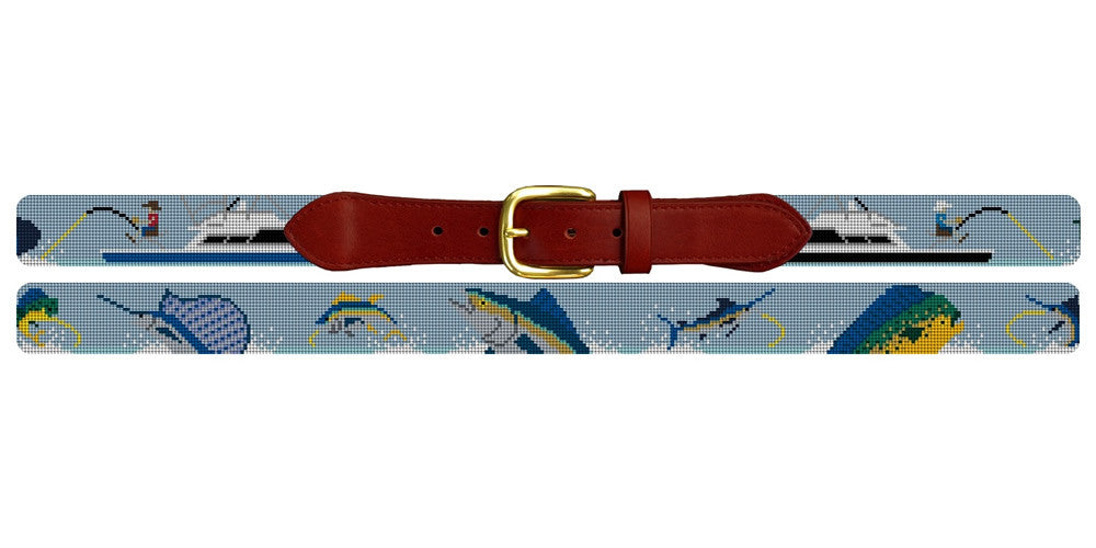 Saltwater Fishing Needlepoint Belt