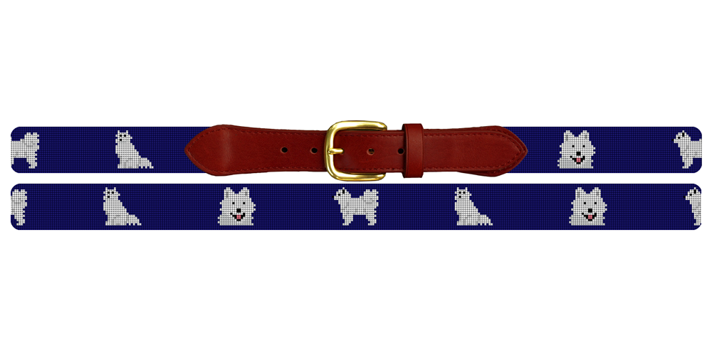 Samoyed Needlepoint Belt