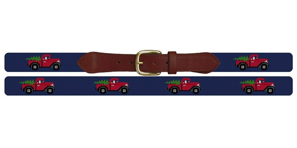 Santa's Red Truck Needlepoint Belt