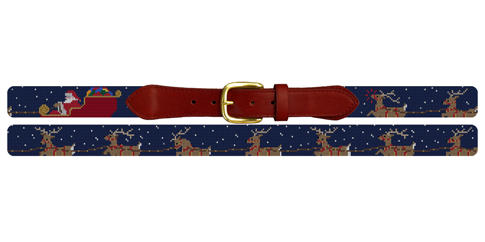 Santa's Reindeer Needlepoint Belt