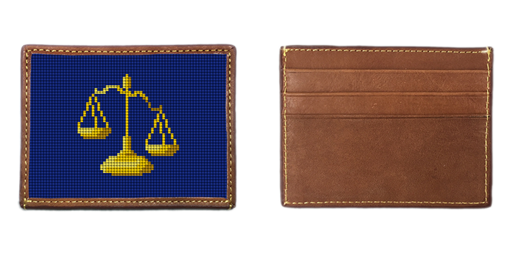 Scales of Justice Needlepoint Card Wallet