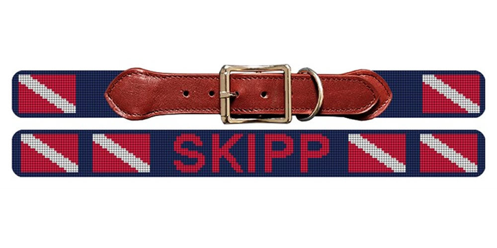 Scuba Diving Flag Needlepoint Dog Collar