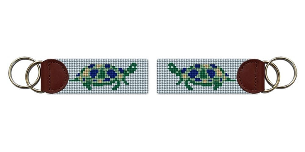 Sea Turtle Needlepoint Key Fob