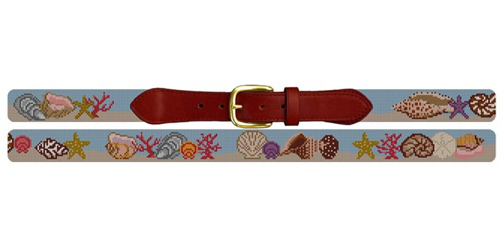 Seashell Needlepoint Belt