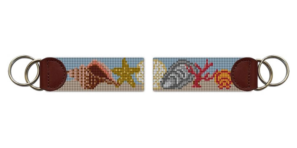 Seashell Needlepoint Key Fob