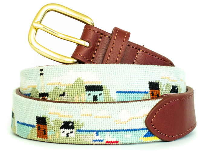 Seaside Village Needlepoint Belt