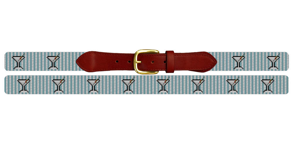 Seersucker Martini Needlepoint Belt - Classic Cocktail Style  display picture 2