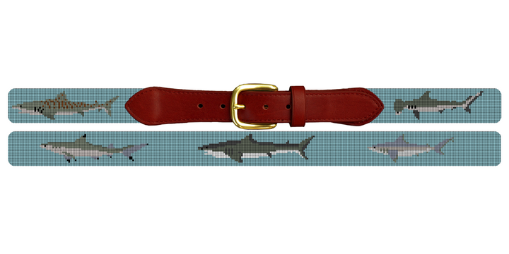 Shark Needlepoint Belt