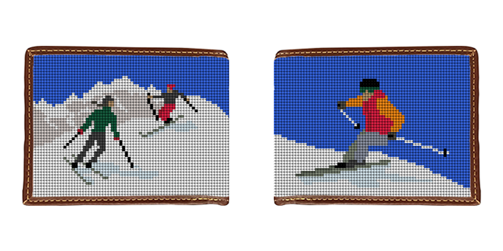 Skiing Needlepoint Wallet