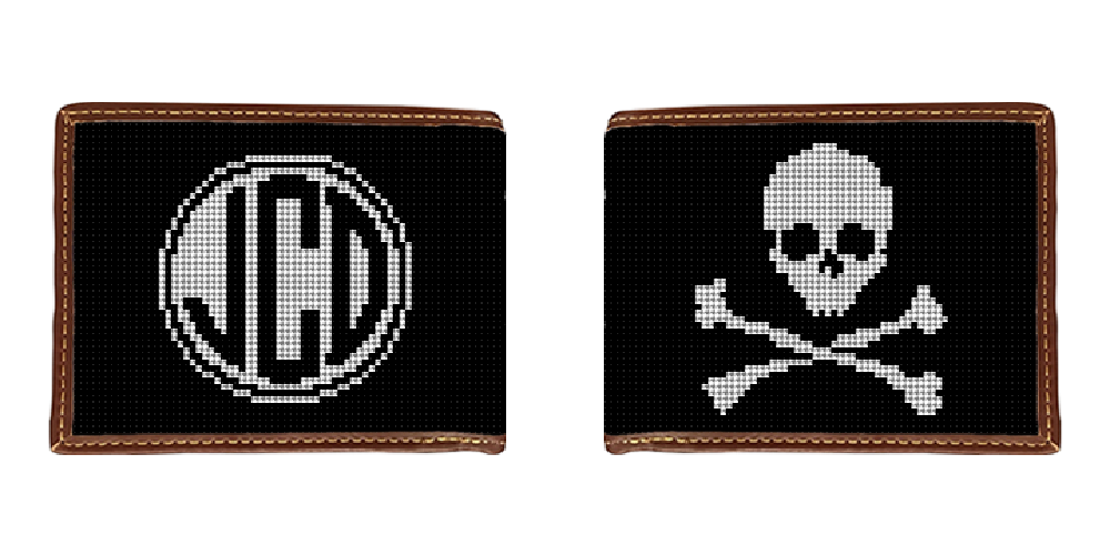 Skull and Crossbones Needlepoint Wallet