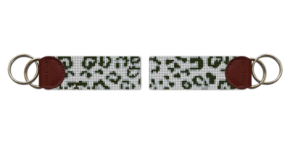 Snow Leopard Needlepoint Key Fob