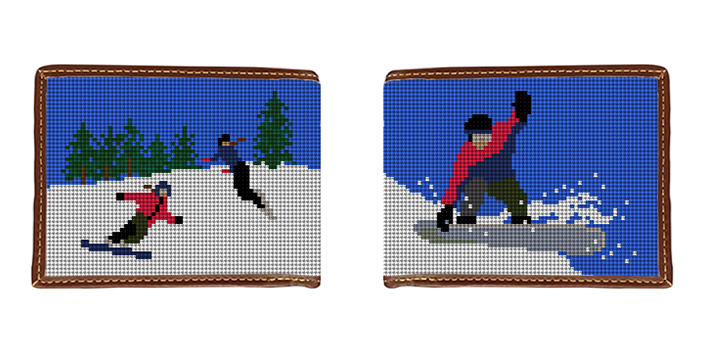 Snowboarding Needlepoint Wallet