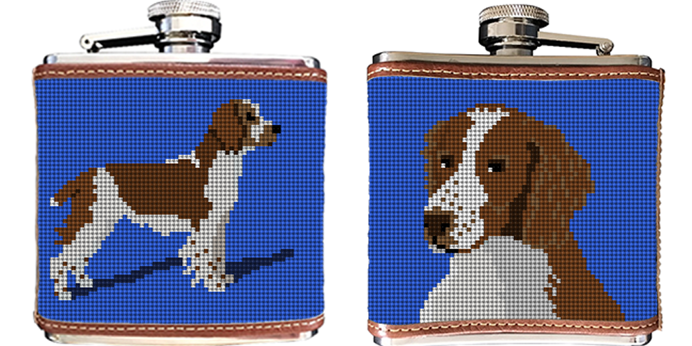 Spaniel Needlepoint Flask