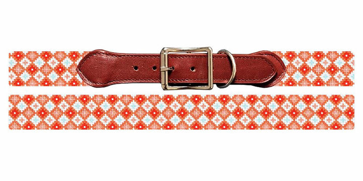 Tangerine Medallion Needlepoint Dog Collar