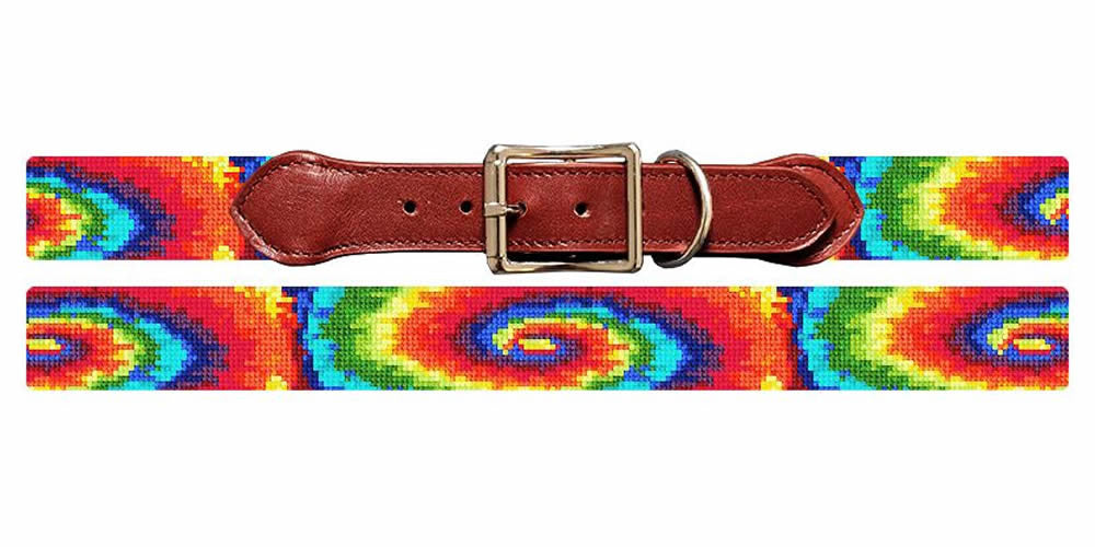 Tie Dye Needlepoint Dog Collar