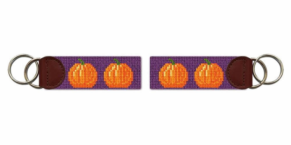 Tiny Pumpkins Needlepoint Key Fob