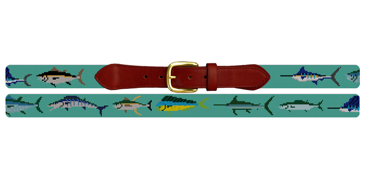 Tropical Game Fish Needlepoint Belt