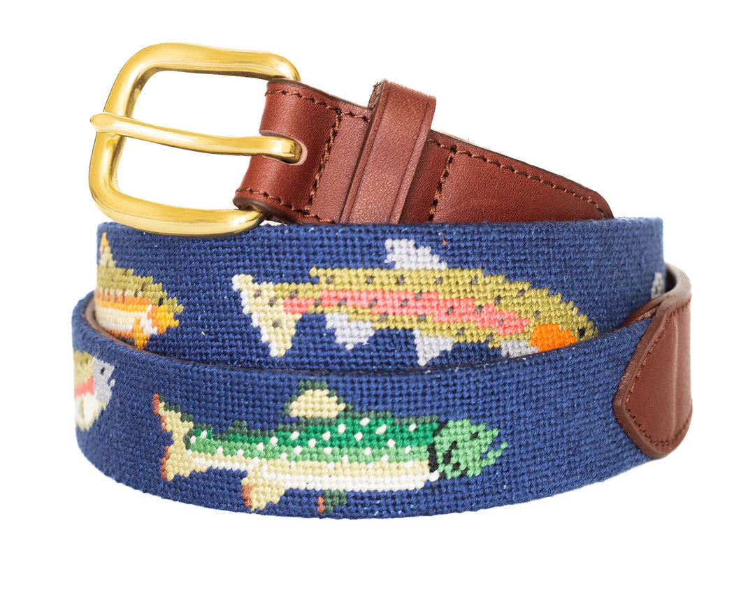 Trout Needlepoint Belt