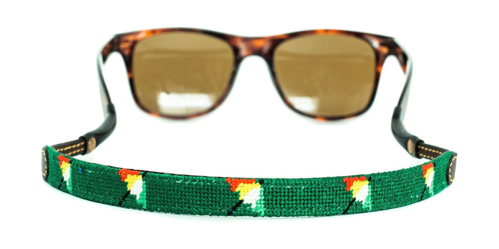 Umbrellas On Green Needlepoint Sunglass Strap