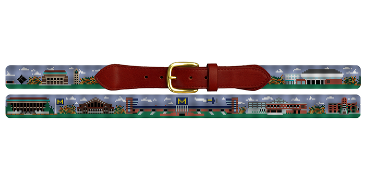 Ann Arbor Michigan Landscape Needlepoint Belt