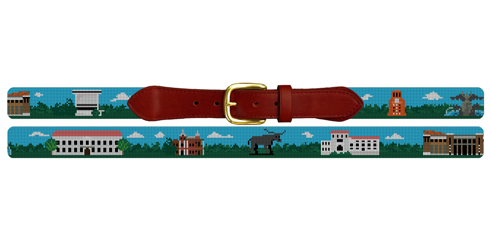 Austin Texas Landscape Needlepoint Belt