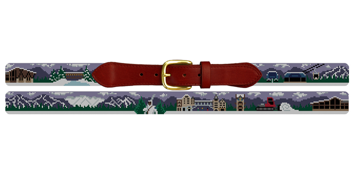 Vail Colorado Skiing Needlepoint Belt