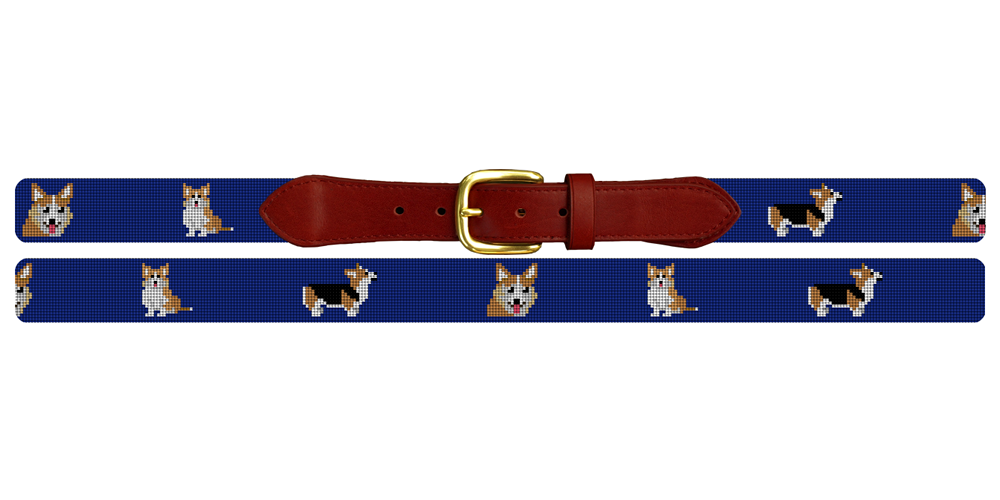 Welsh Corgi Needlepoint Belt