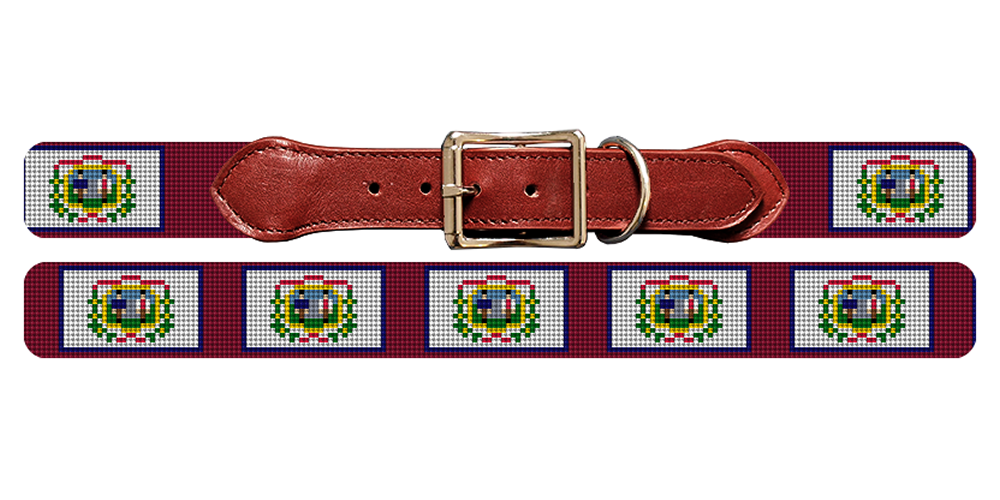 West Virginia Flag Needlepoint Dog Collar State Pride Brewster Belt
