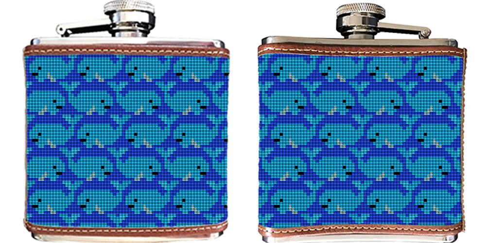 Whale Needlepoint Flask