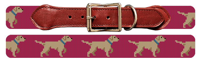 White Lab Needlepoint Dog Collar