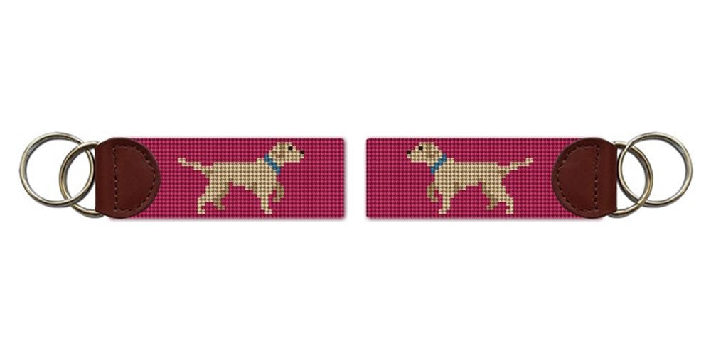 White Lab Needlepoint Key Fob