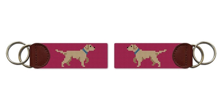 White Lab Needlepoint Key Fob
