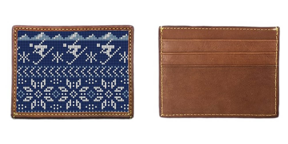 Winter Skiing Needlepoint Card Wallet