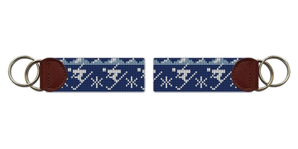 Winter Skiing Needlepoint Key Fob