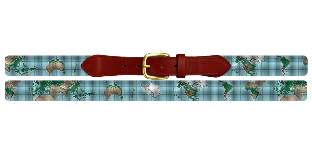 World Map Needlepoint Belt