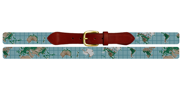 World Map Needlepoint Belt
