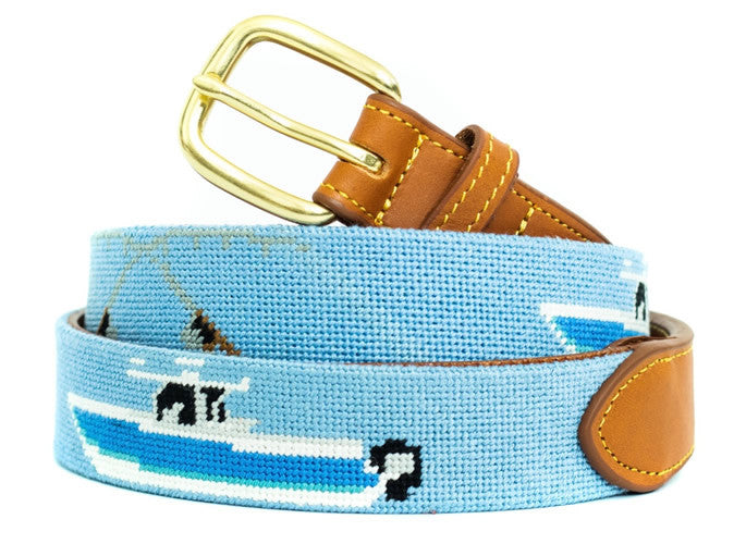 Yacht Fishing Needlepoint Belt