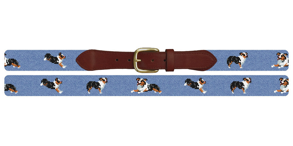 Aussie Shepherd Needlepoint Belt