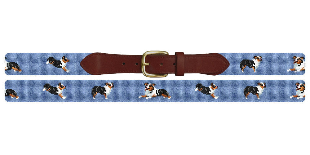 Aussie Shepherd Needlepoint Belt