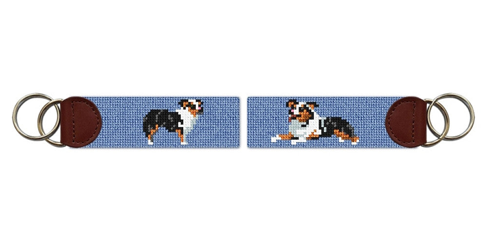 Aussie Shepherd Needlepoint Key Fob