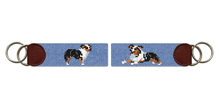 Aussie Shepherd Needlepoint Key Fob
