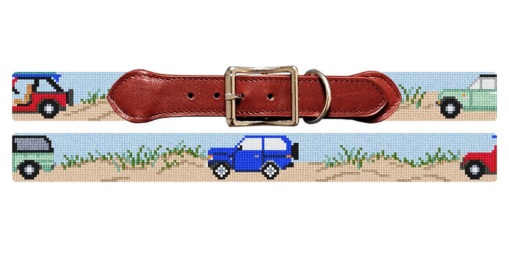 Beach Jeep Needlepoint Dog Collar