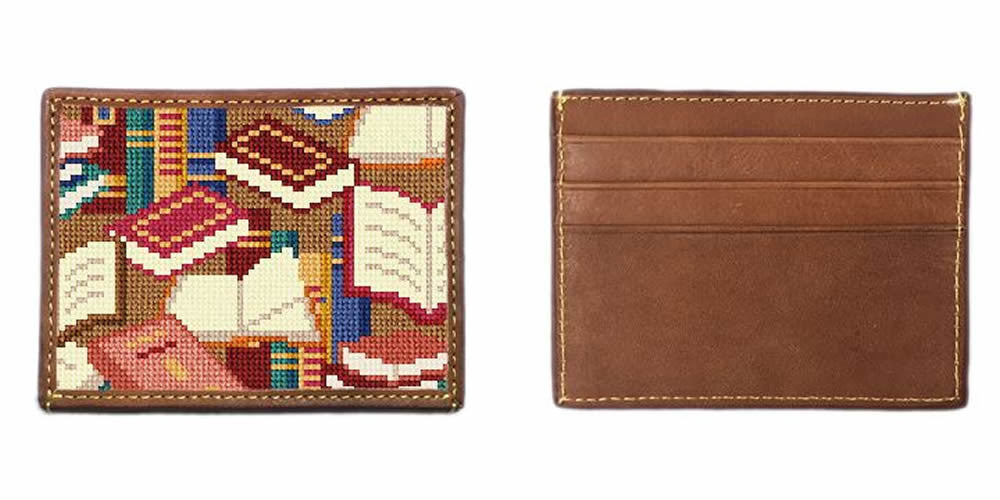 Bookworm Needlepoint Card Wallet