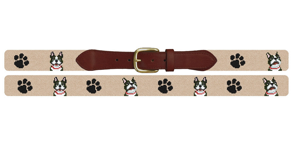 Boston Terrier Paw Needlepoint Belt